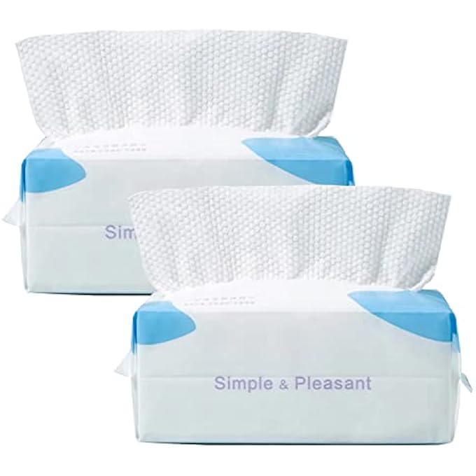 STRBOXONG 100 PIECES DISPOSABLE TOWELS, 100% COTTON DISPOSABLE TOWELS, DRY WIPES FOR FACIAL CLEANSING, THICKENED FABRIC, WET AND DRY, SUITABLE FOR ALL SKIN TYPES (20 X 20 CM) (2 PIECES) - Image 1